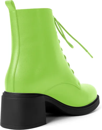 Miniatura 123 de ROSERWISH Botas altas de tacón bajo y grueso para mujer, con cordones, cómodas, modernas, con puntera redonda, de 2.5 pulgadas
