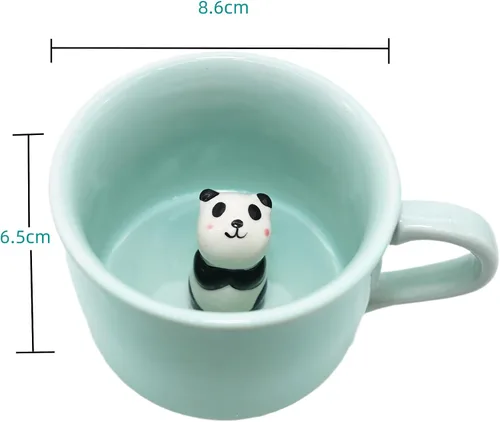 Miniatura 4 de Taza de café ZaH, 10 onzas, diseño con animal 3D en el fondo, Estándar, Panda