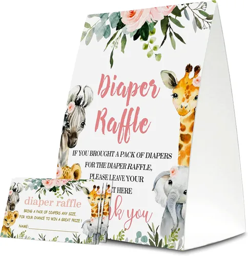 Miniatura 8 de Boletos para sorteo de pañales para baby shower, tarjetas temáticas de corona rosa, recuerdos de fiesta para baby showers, tarjetas de juego, 1