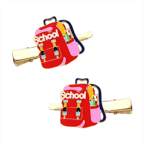 Miniatura 12 de 2 pares de pinzas para el pelo de manzana y autobús escolar para el regreso a la escuela, regalos de agradecimiento al profesor