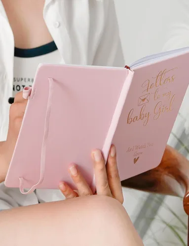 Miniatura 5 de InnoBeta New Mom Gifts - Cuaderno A5 para mujer, diseño de letras a mi, rosa Diario significativo de embarazo y memoria del recién nacido