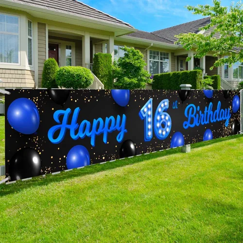 Miniatura 8 de Cartel azul y negro de feliz cumpleaños número 20, decoración temática de globos de confeti para niñas y mujeres, decoraciones de fiesta