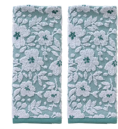 SKL Home Juego de toallas de mano de jacquard floral, verde musgo, 2 unidades (paquete de 6)