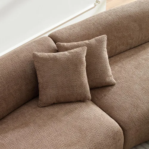 Miniatura 7 de Sofá seccional curvo de 135.4" (344 cm), sofá chaise moderno y cómodo tapizado en bouclé, sofá seccional modular de espuma viscoelástica de asiento