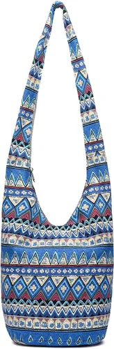Miniatura 67 de Bolsa de hombro para mujer, de lona en estilo hippie/bohemio para llevar cruzada al hombro, disponible en diferentes colores y estampados