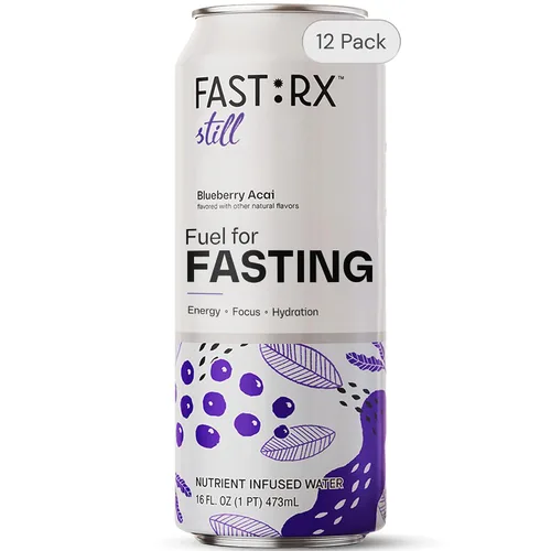 FAST:RX Bebida de electrolitos en ayunas, hidratación sin azúcar, cero calorías con vitaminas y minerales, ayuno intermitente y ceto, arándanos