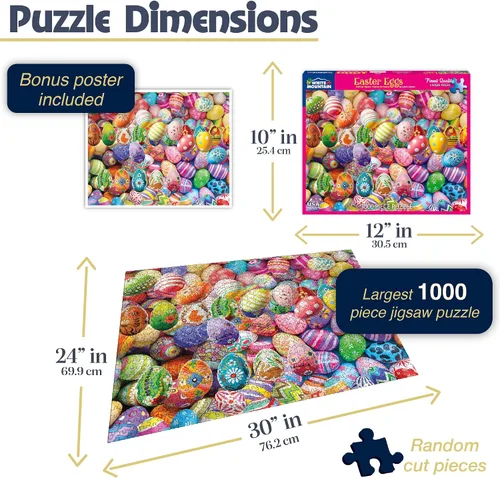 Miniatura 2 de White Mountain Rompecabezas de 1000 piezas, rompecabezas de collage de vacaciones de Pascua con piezas grandes, regalo para adultos y familia de 24