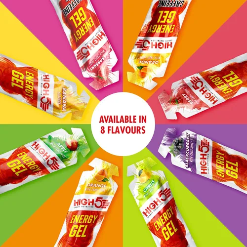 Miniatura 6 de HIGH5 Energy Gels – Geles deportivos de liberación rápida para potenciar los músculos para un rendimiento superior, jugo de fruta natural y sin