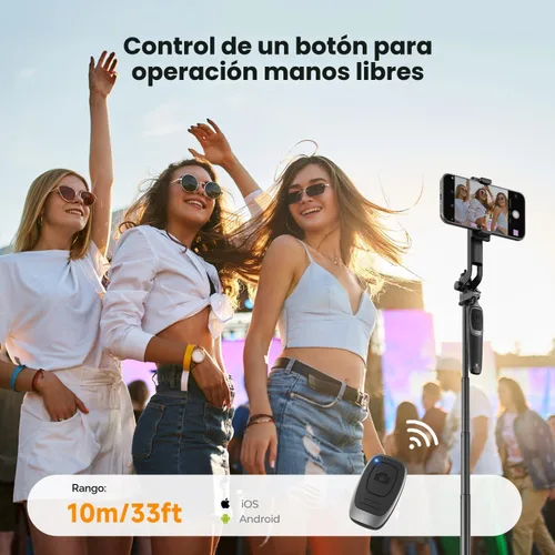 Miniatura 8 de K&F CONCEPT - Trípode para teléfono de 69 pulgadas, con apertura automática para selfie con 4 patas y mango estabilizador, soporte de trípode