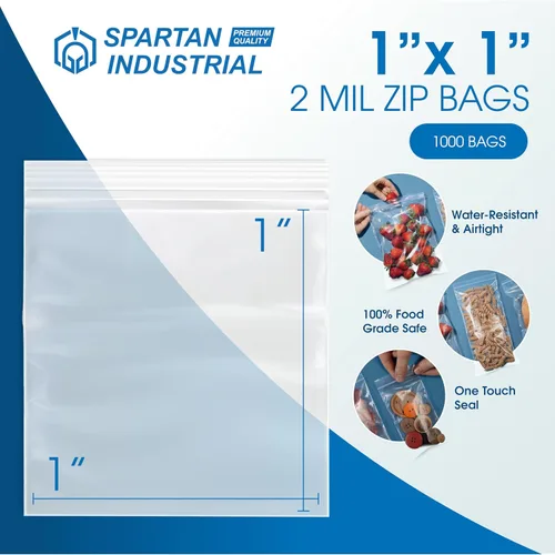 Miniatura 2 de Spartan Industrial - Bolsas pequeñas con cremallera de 1 x 1 pulgada (1000 unidades) - Mini bolsas de polietileno transparentes con cierre