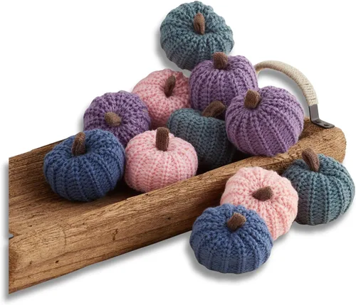 Miniatura 17 de Your Heart's Content Juego de 5 mini calabazas de punto, regalo pensativo, favorito de otoño, rellenos de cuencos de otoño, decoración de bandeja