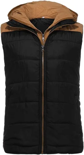 Miniatura 2 de WENKOMG1 Chaleco acolchado para hombre, cálido chaleco acolchado, liso, cómodo, sin mangas, cómodo y acogedor, con cremallera