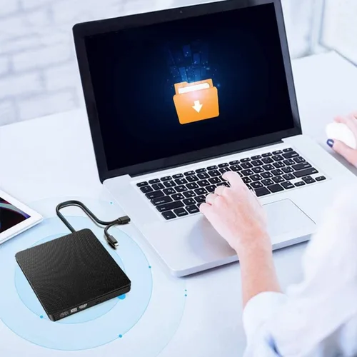Miniatura 2 de YMY Unidad externa de CD y DVD para portátil, USB3.0 y USB-C 2 en 1, reproductor de DVD portátil, grabadora de CD, grabador para PC de escritorio