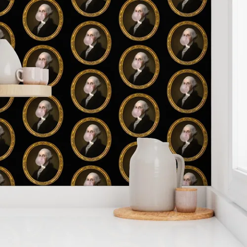 Miniatura 8 de Spoonflower Papel tapiz para despegar y pegar - George Washington Bubble Gum Historia de la Biblioteca Histórica Divertida Histórica Papel pintado