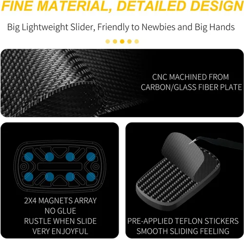 Miniatura 6 de DjuiinoStar Juguete deslizante antiestrés silencioso (fibra de carbono + fibra de vidrio), control deslizante libre de CNC, juguete magnético