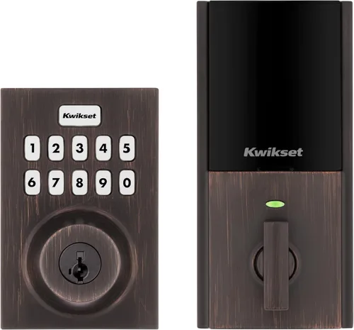 Kwikset HomeConnect 620 Z-Wave con teclado inteligente de largo alcance, cerradura sin llave conveniente, códigos de usuario personalizables, Bronce