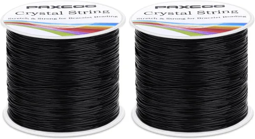 Miniatura 9 de Paxcoo Cuerda elástica para pulseras, 0.031 in, color negro, cuerda elástica para joyería, hilo para pulseras, collares, cuentas y fabricación
