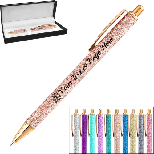 Miniatura 79 de Bolígrafo personalizado, 1 unidad, bolígrafo personalizado con logotipo de mensaje de nombre comercial impreso, carcasa de metal brillante de tinta