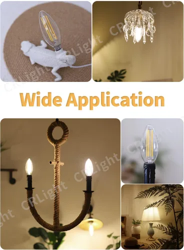 Miniatura 5 de Bombilla LED grande regulable de 8 W, equivalente a 80 W, 800 lúmenes, blanco suave de 3000 K, vela transparente B17 alargada y ampliada, filamento