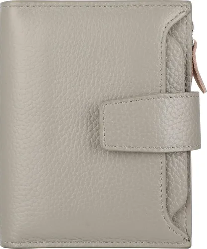 Miniatura 43 de Lavemi Pequeña cartera compacta para mujer, con bloqueo RFID, de piel auténtica, plegable, con ventanas de identificación