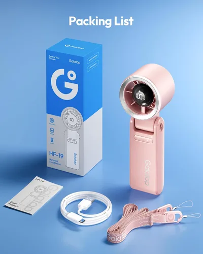Miniatura 9 de Gaiatop Ventilador turbo portátil de mano, 21 horas de refrigeración, ventiladores de mano 4 en 1 plegables de 180°, mini ventiladores personales