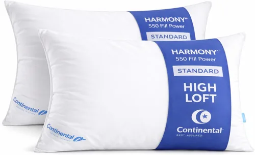 Miniatura 21 de Continental Bedding Harmony White Goose Down Pillow 550 Fill Power Medium Loft 100% algodón 300 hilos Shell tamaño estándar 1 paquete fabricado