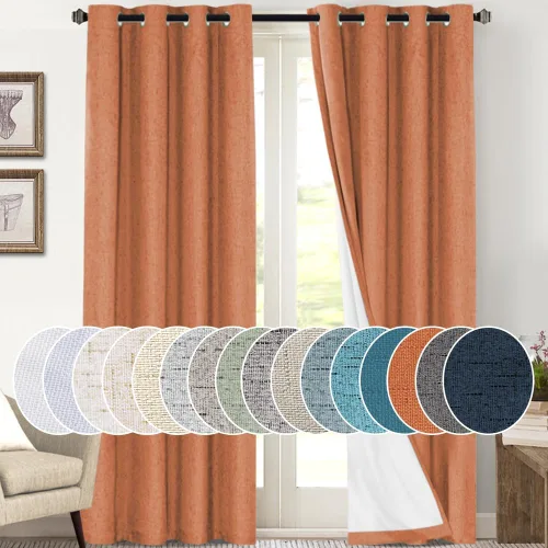Miniatura 12 de Primitive - Cortinas opacas 100 % de lino texturizado natural para dormitorio, sala de estar, cortinas para ahorra energía, tela de arpillera