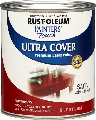 Miniatura 54 de Rust-Oleum Brush On Paint 224430T Painter's Touch - Pintura de látex, cuarto de galón, imprimación blanca plana acrílica, 32 onzas líquidas
