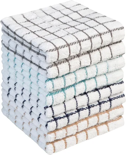 Miniatura 8 de Bumble - Paños de cocina (8 unidades) 12 x 12 pulgadas Toallas de cocina 100% algodón 405 GSM Toallas de cocina suaves, altamente Gris