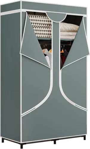 Miniatura 10 de SORCEDAS Portable Closet Wardrobe Organizer Storage with Cover Non-Woben Fabric Portable Wardrobe Closet for Hanging Clothes Racks Shelving 33 Inch