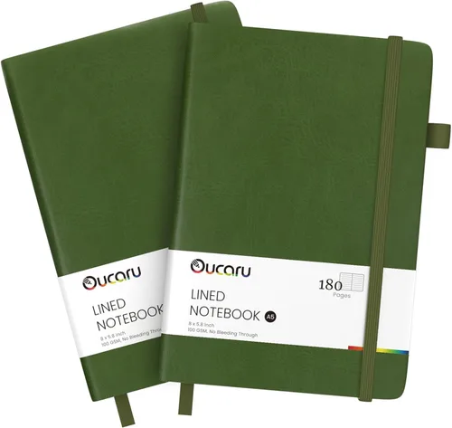 Miniatura 42 de Oucaru Cuaderno rayado, paquete de 4, 180 páginas, diarios A5 para escribir, papel grueso de 100 GSM, cuadernos pequeños diarios para mujeres y 4