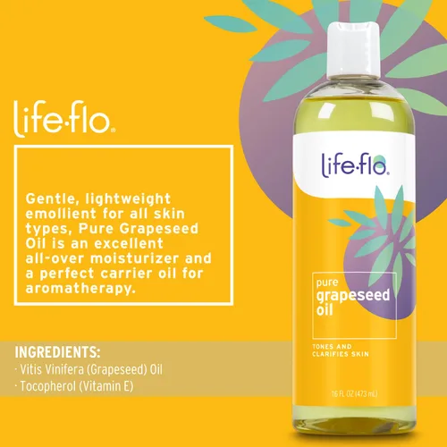 Miniatura 2 de LIFE-FLO Aceite portador 16oz (aceite de semilla de uva puro)