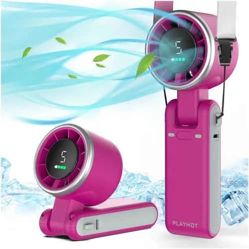 Miniatura 11 de PlayHot Ventilador turbo portátil de mano, de 5 velocidades, funciona con pilas, hasta 12 horas de batería, de mano 3 en 1, con refrigeración Air
