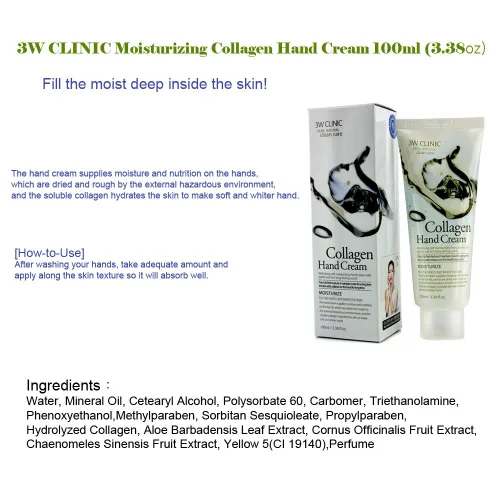 Miniatura 2 de 3W Clinic Crema de manos, colágeno, 3.38 onzas Collagen