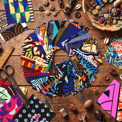 Miniatura 3 de Tatuo 150 piezas de tela de algodón africano de 4 × 4 pulgadas cuadrados de tela de acolchado no repetida Kente, cuadrados de cera africana Ankara