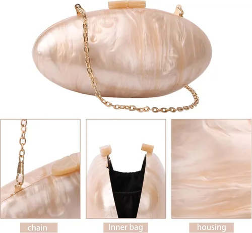 Miniatura 5 de KUANG! Bolsos de noche para mujer, de acrílico, con forma de mejillón, bolso cruzado de hombro, bolso cruzado de cadena para fiesta de boda