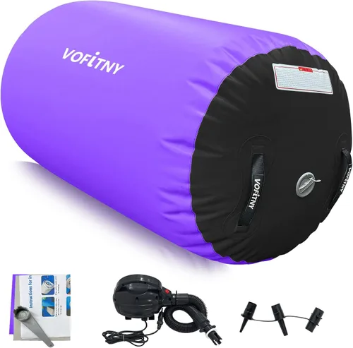 VOFiTNY - Esterilla inflable de gimnasia con pista de caídas y barril de aire octogonal con bomba para uso doméstico/gimnasio Negro/Violeta