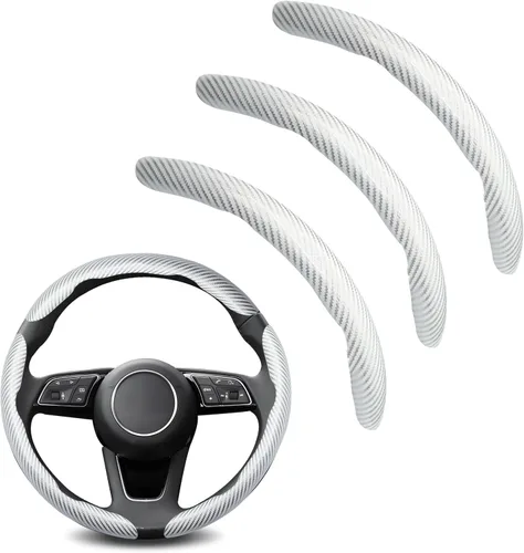 Miniatura 12 de 3 piezas de funda universal para volante de fibra de carbono - Diseño antideslizante y segmentado, protector de volante universal duradero al 99%