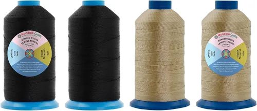 Miniatura 46 de Mandala Crafts - Hilo de nailon para coser cuero, tapicería, mezclilla y para trenzar el pelo; resistente, 1500 yardas, tamaño 69 T70 Marrón