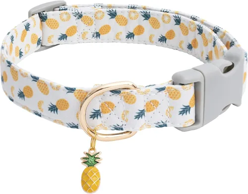 Faygarsle Lindo collar de perro para perras y perros machos, collar suave y elegante para mascotas con diseño de piña, collar de perro de verano
