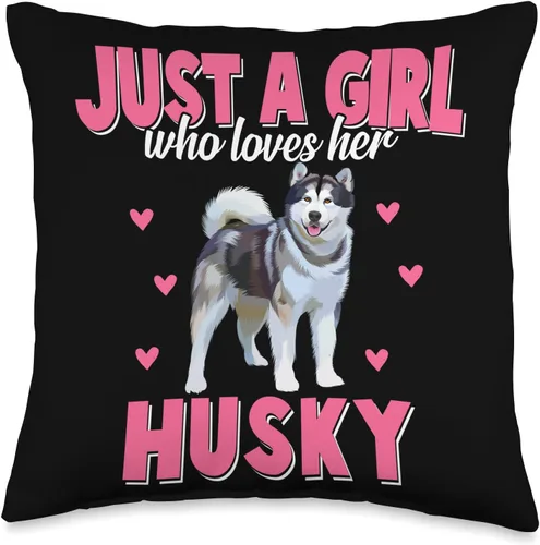 Funny Husky Lover Gifts & Husky Fan Outfits Funny Lover Graphic - Almohada con diseño de Husky para mujeres, niñas, niños, 16 x 16 pulgadas,