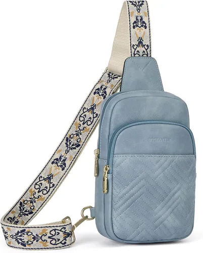 Miniatura 15 de BOSTANTEN Bolso bandolera acolchado, bolsos cruzados para mujer, bolso cruzado de cuero, riñonera con correa de guitarra ajustable