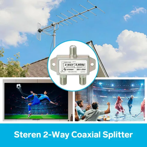 Miniatura 8 de STEREN 2 vías 2.4GHz 90dB 1 puerto de paso de alimentación DC que pasa en un puerto F-Pin divisor coaxial [201-232]
