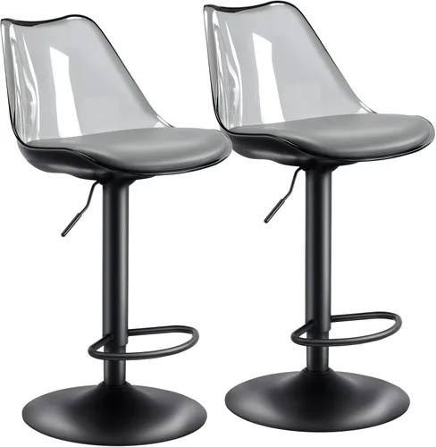 Taburetes de bar, taburetes de bar, taburetes de bar ajustables, taburetes de bar transparentes, taburetes de bar giratorios, con tapizado de piel