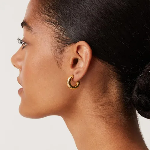 Miniatura 5 de PAVOI 14K Gold Plated Lightweight Chunky Open Hoops Gold Hoop Earrings for Women