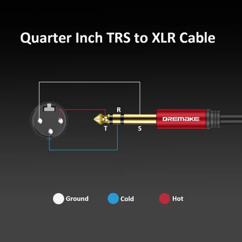 Miniatura 5 de Cable de audio XLR equilibrado de 10 pies a 1/4, Jack de 0.250 in (1/4 pulgada) TRS macho a XLR hembra Cable de micrófono de interconexión de señal