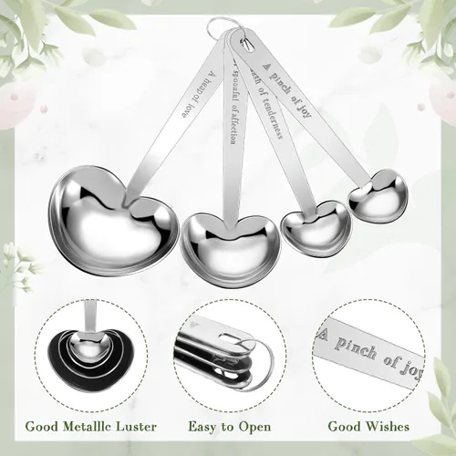 Miniatura 4 de Umigy Juego de 30 cucharas medidoras en forma de corazón, cucharas de té, regalos de boda, baby shower, para invitados, juego de bolsa de organza