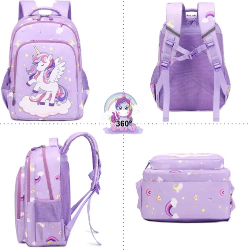 Miniatura 58 de Juego de mochila para niñas con diseño de unicornio, mochila escolar para niños, mochila para libros para niñas, set 3 en 1, regreso a clases