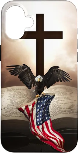Miniatura 23 de Pretty Christian Cross Bible A Bald Eagle Grip American Flag Case for iPhone 17