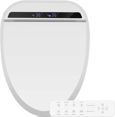 Miniatura 11 de YOURLITE Asiento de inodoro con bidé, asiento de inodoro alargado con agua caliente, bidé con asiento calentado y control remoto, boquilla